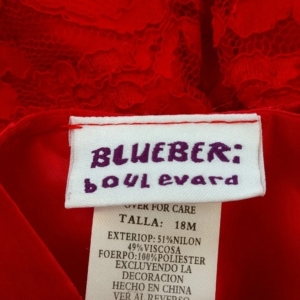 Blueberi Boulevard Red Lace Dress Sz 18M